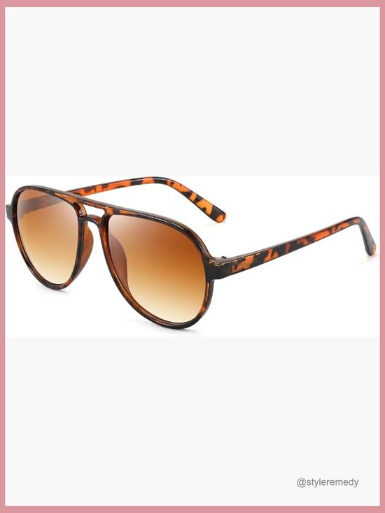 Retro Square Aviator Sunglasses Vintage Double Bridge Lightweight 70s Shades main image 5
